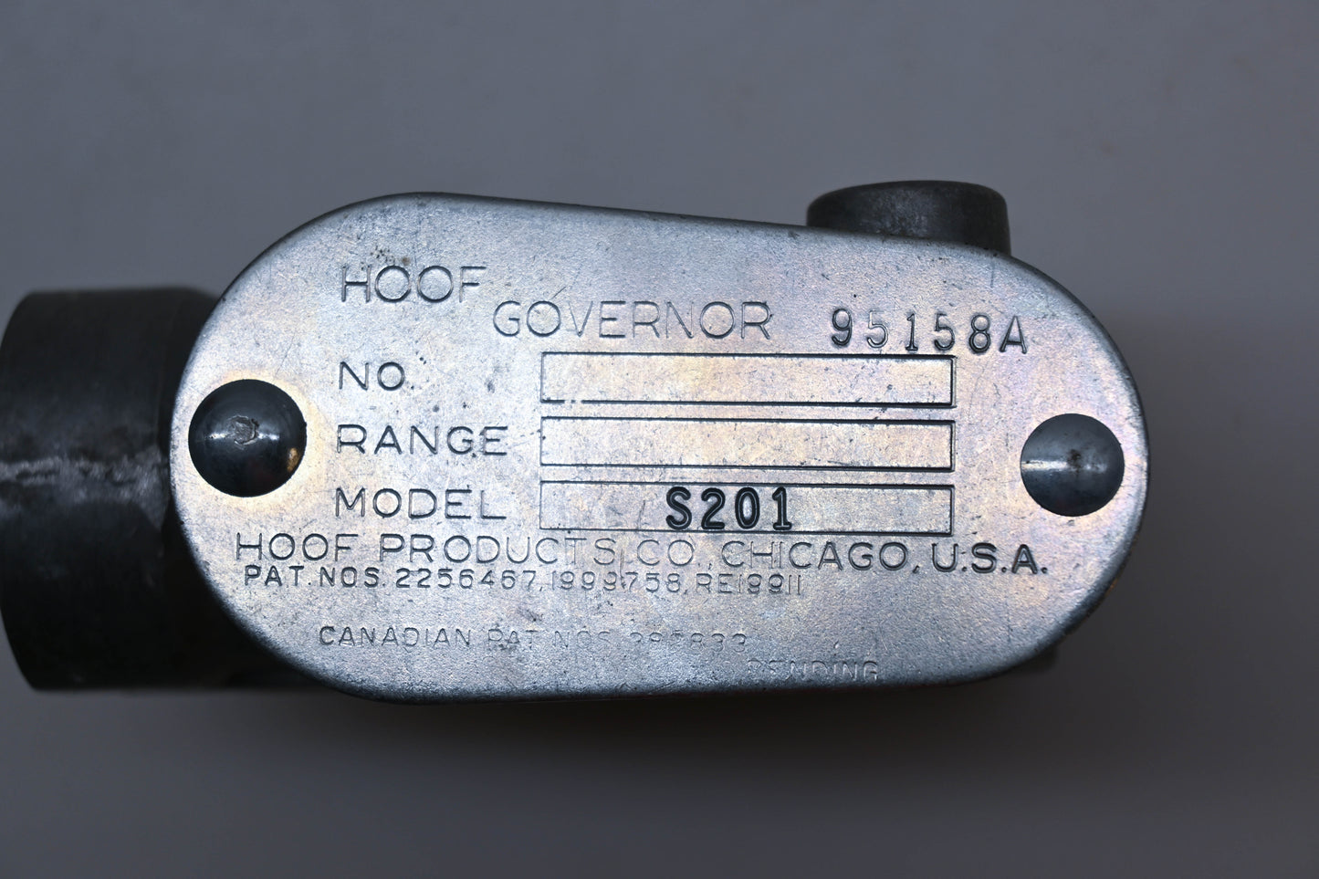 Hoof 95158A, S201 Governor Assembly