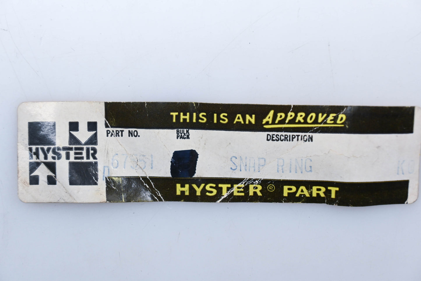Hyster 67551, W354 Snap Ring NOS