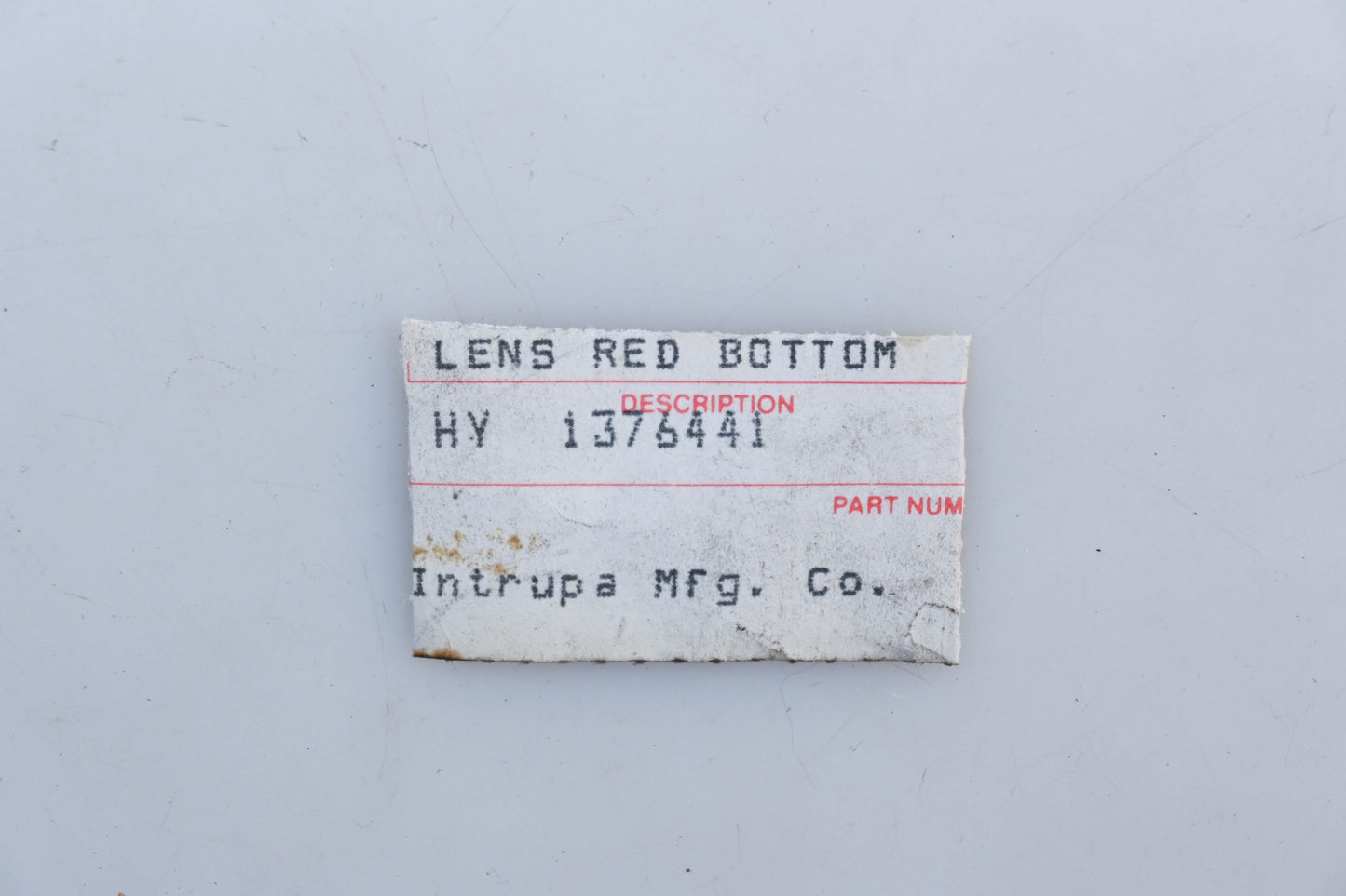 Intrupa 1376441 Hyster Red Lens Bottom NOS