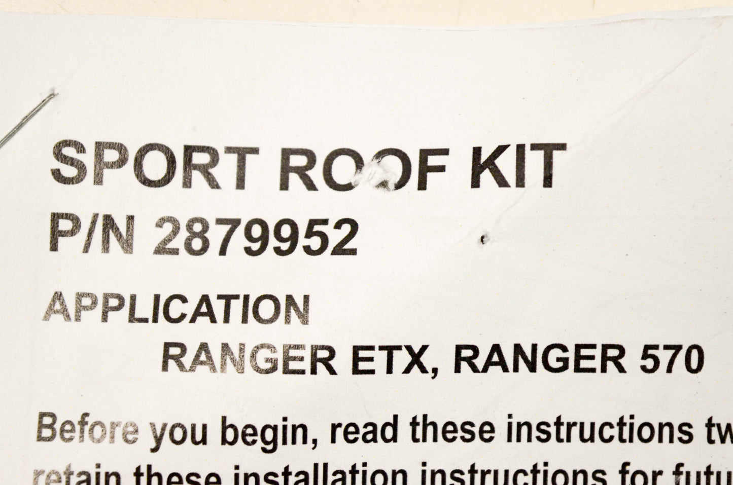 New OEM Polaris 2879952 K- Roof Sport RGT NOS