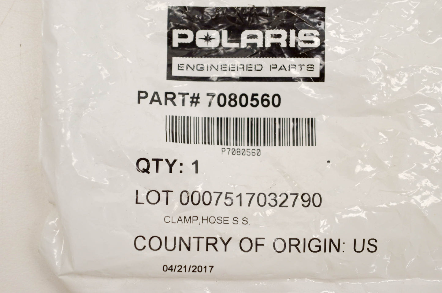 New OEM Polaris 7080560 Clamp Hose S S NOS