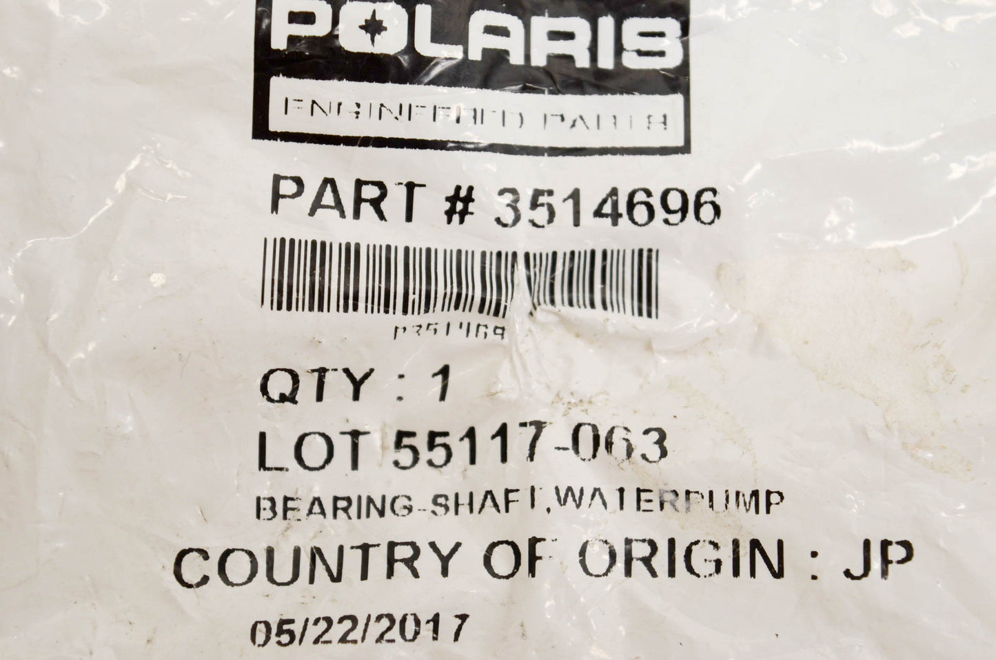 New OEM Polaris 3514696 Bearing Shaft Waterpump NOS
