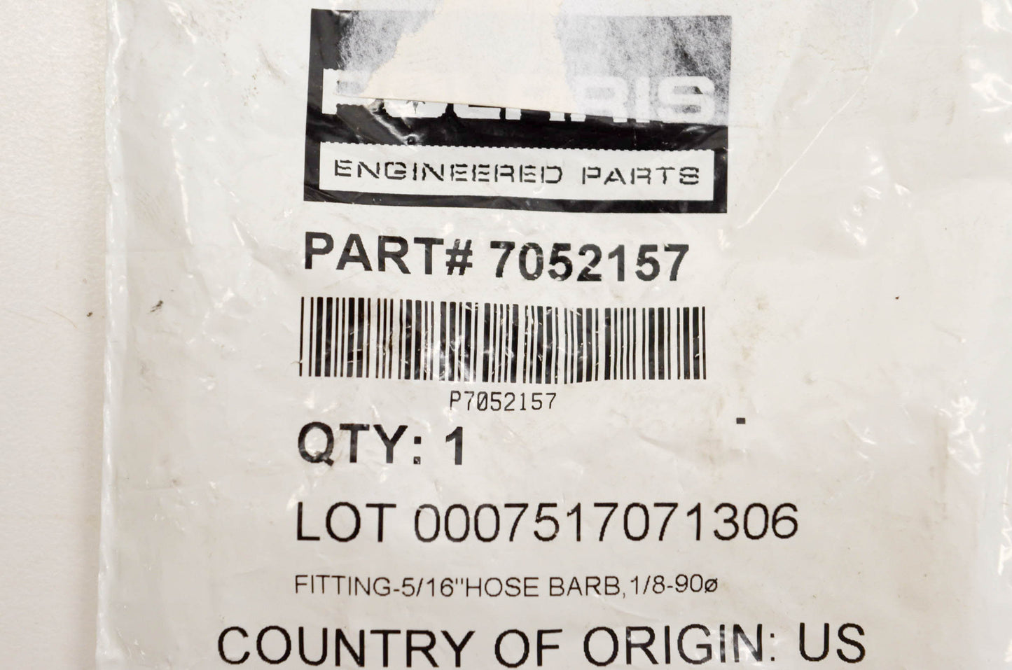 New OEM Polaris 7052157 Fitting 5/16" Hose Barb 1/8-90 Degree NOS
