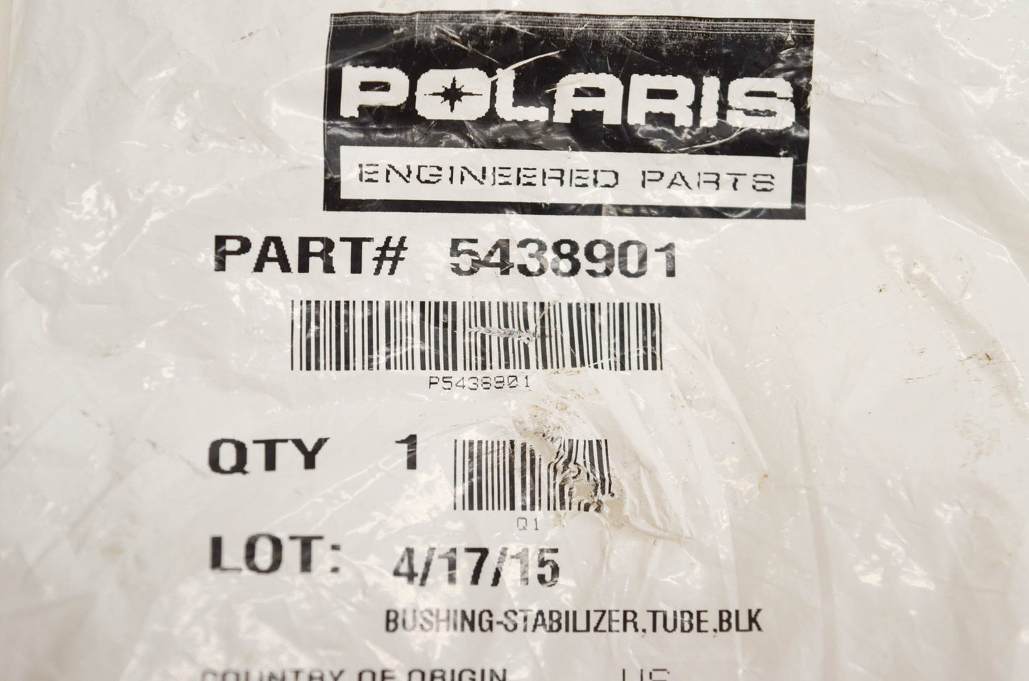 New OEM Polaris 5438901 Bushing Stabilizer Tube Black NOS