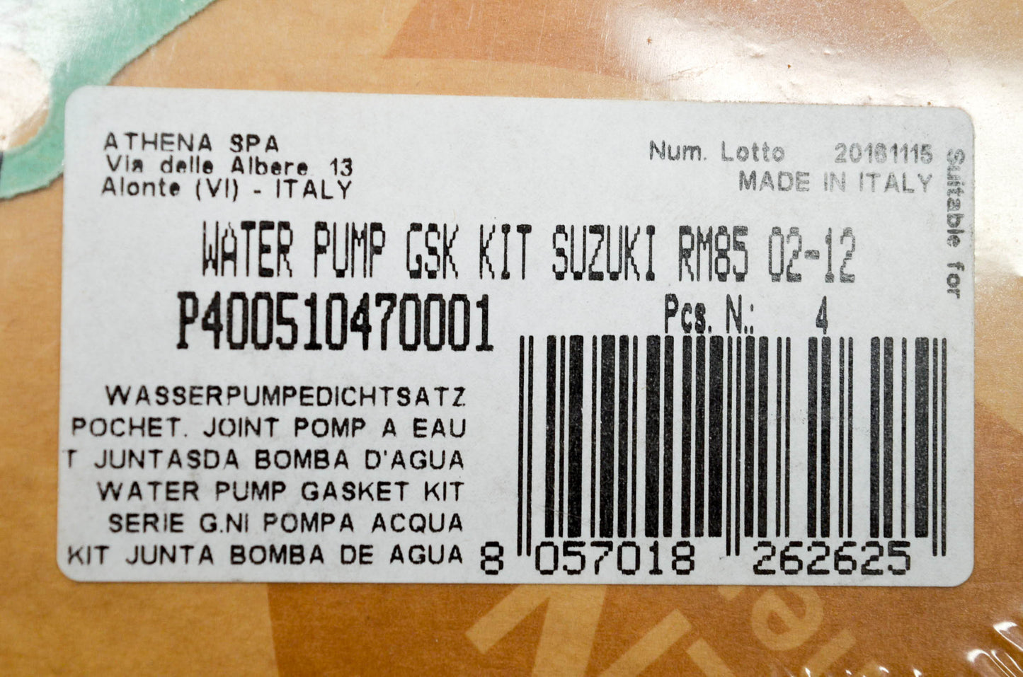 Athena P400510470001, 67-2151 Water Pump Repair Kit NOS