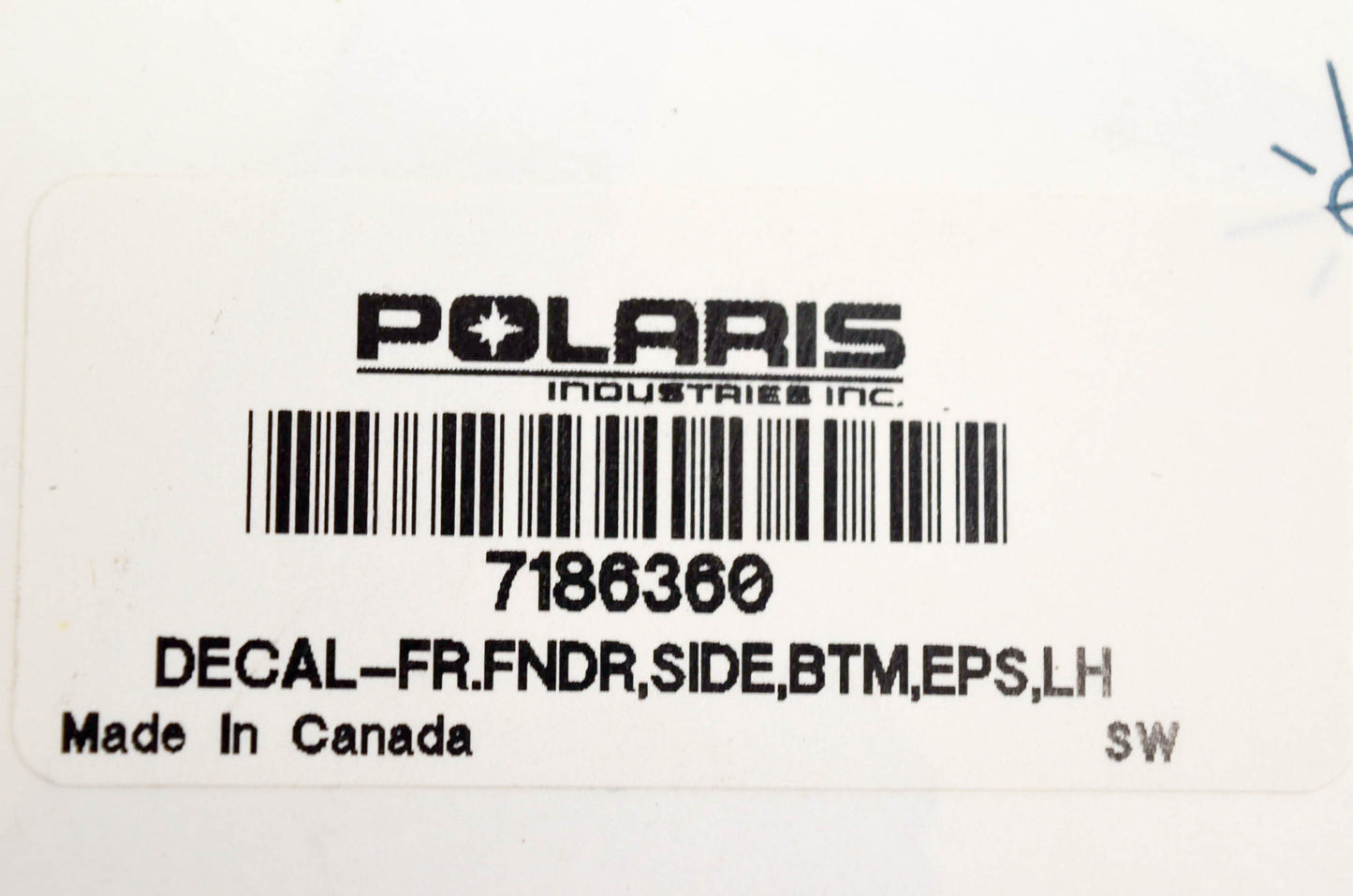 New OEM Polaris 7186360 Decal FR FNDR Side BTM EPS LH NOS