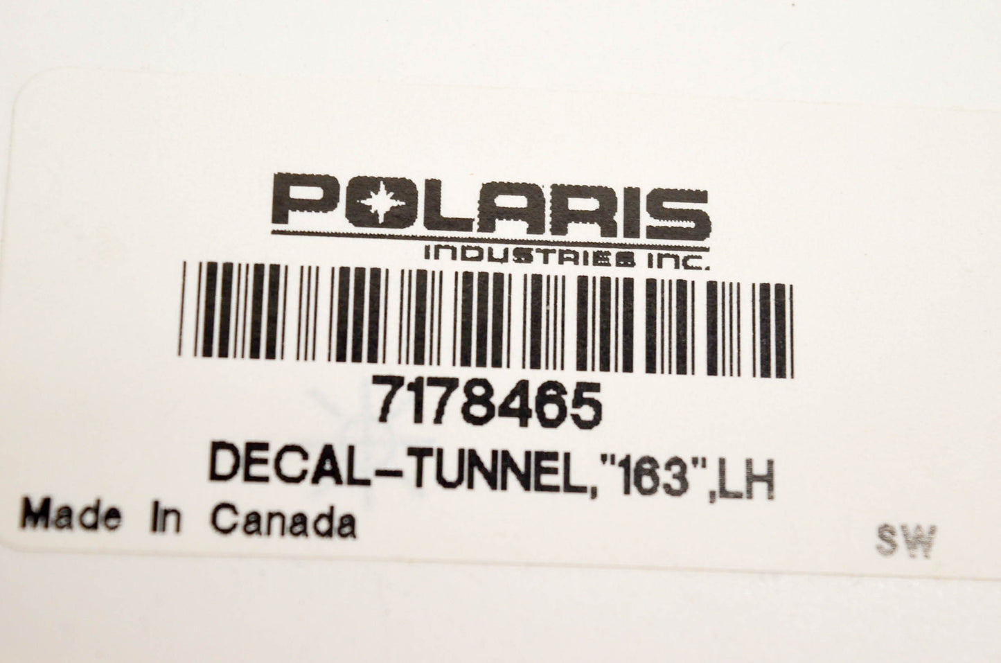 New OEM Polaris 7178465 Decal Tunnel "163" LH NOS