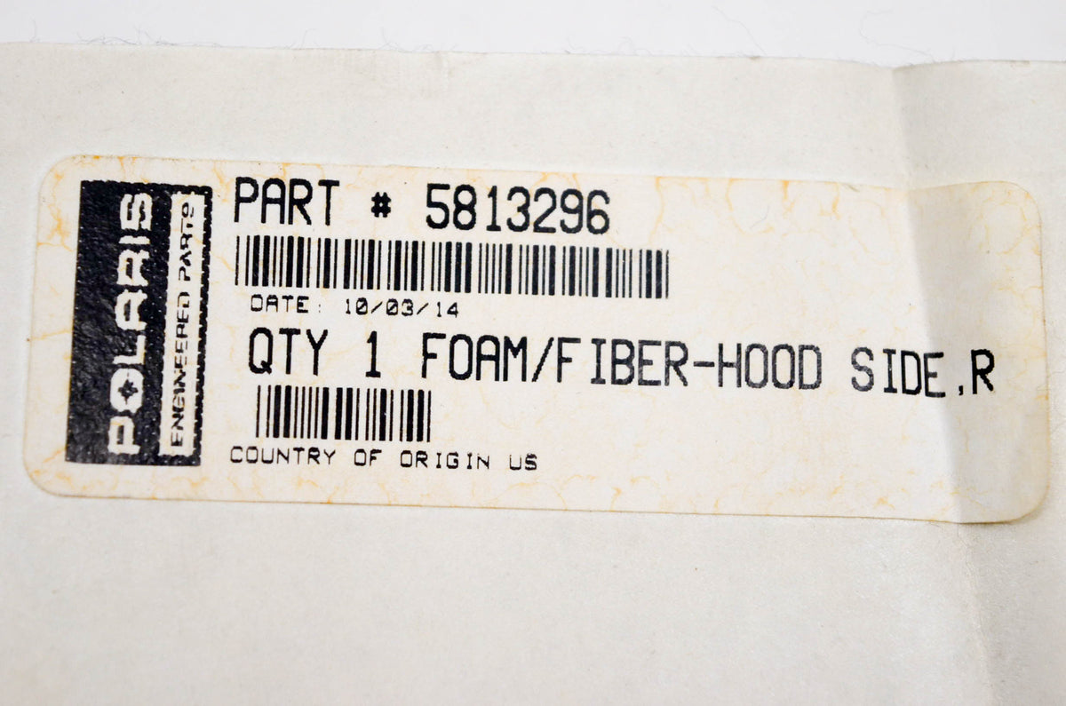 New OEM Polaris 5813296 Foam Fiber Hood Side R NOS