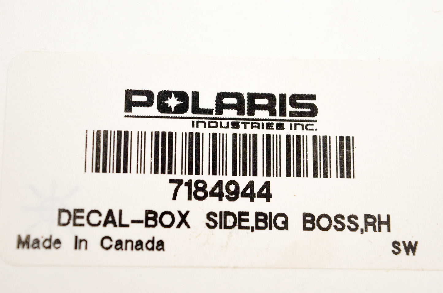 New OEM Polaris 7184944 Decal Box Side Big Boss RH NOS