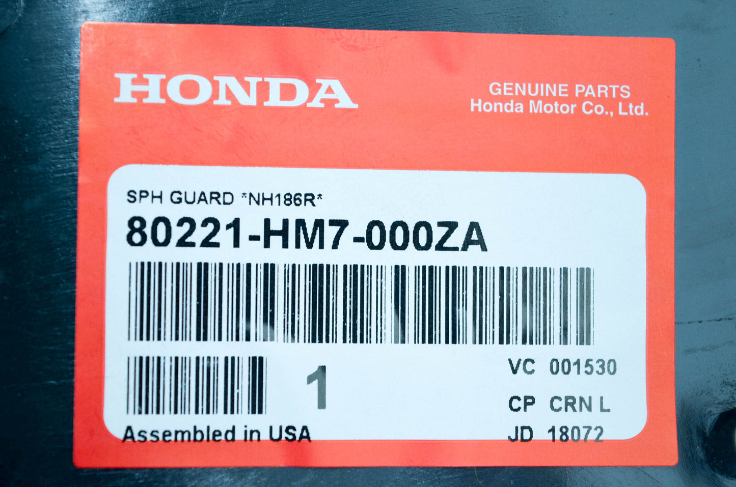 New OEM Honda 80221-HM7-000ZA SPH Guard NH186R NOS