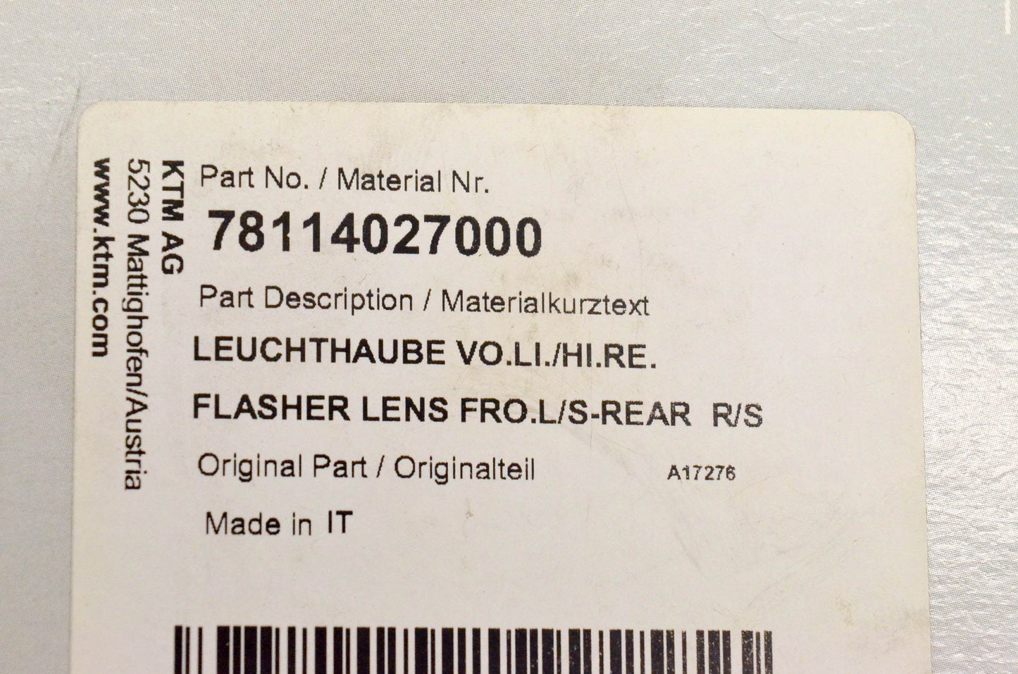 New OEM KTM 78114027000 Flasher Lens Fro L/S-Rear R/S NOS