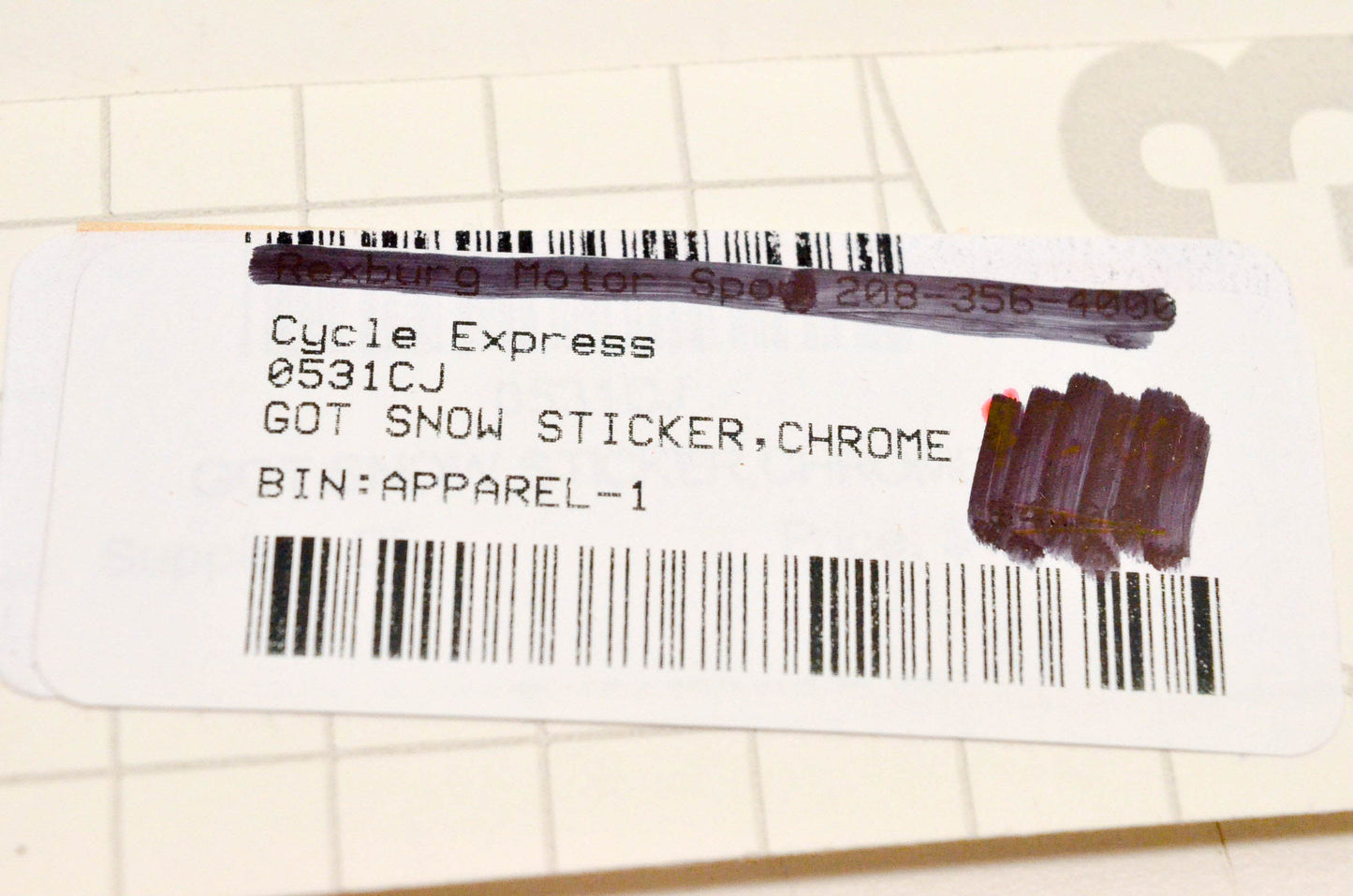Cycle Express 0531CJ Got Snow Sticker Chrome NOS