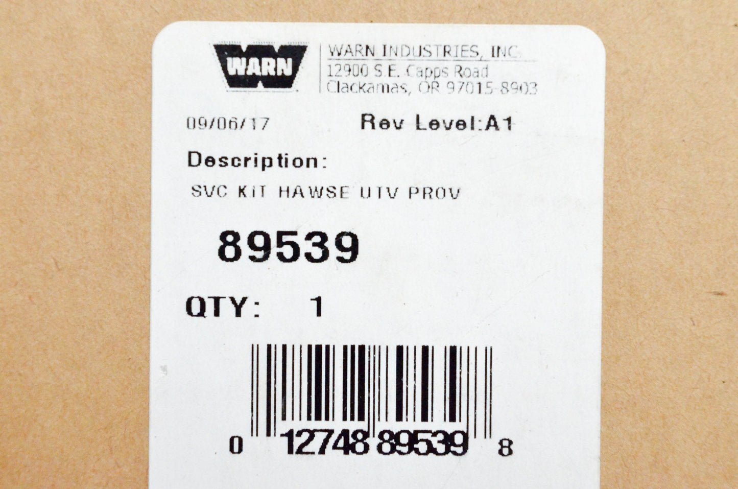 Warn 89539, 619-89539 Hawse UTV PROV Service Kit NOS