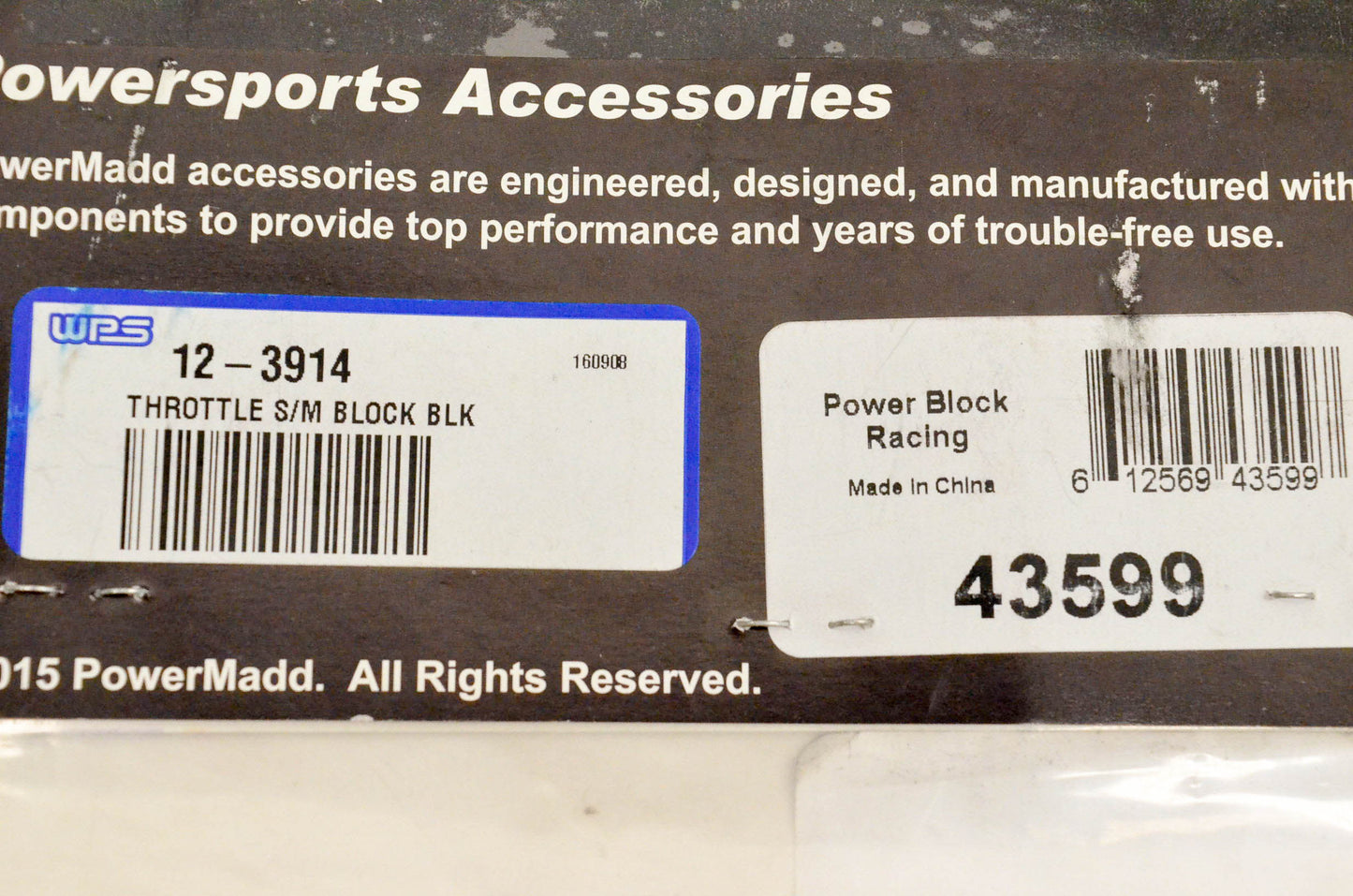 Powermadd 43599, 12-3914, PP0401 Throttle S/M Block Black NOS