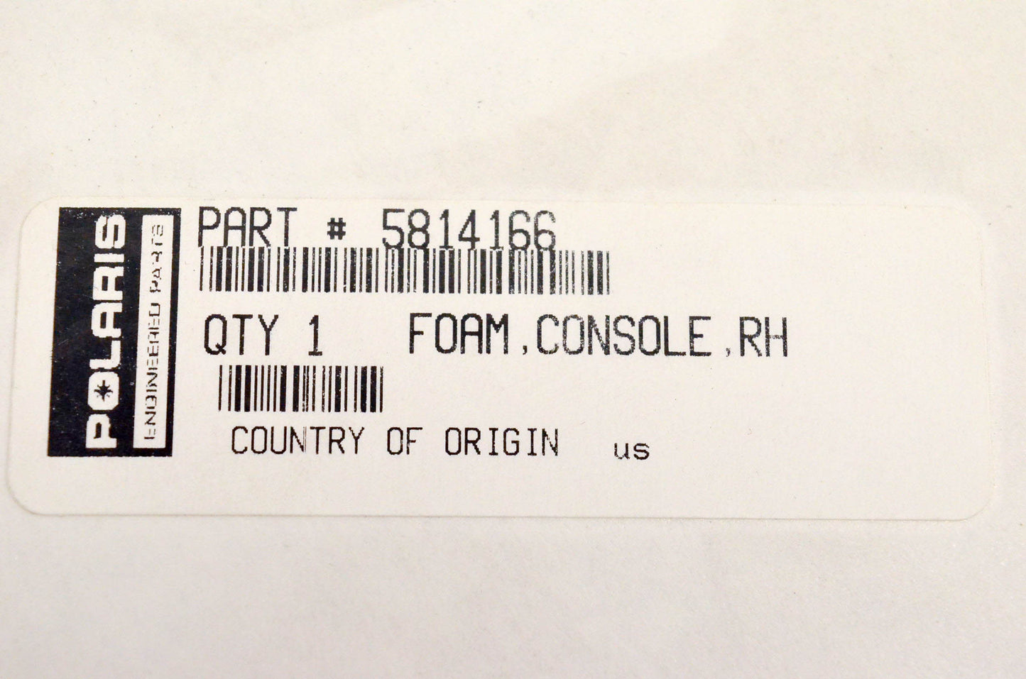 New OEM Polaris 5814166 Foam Console RH NOS