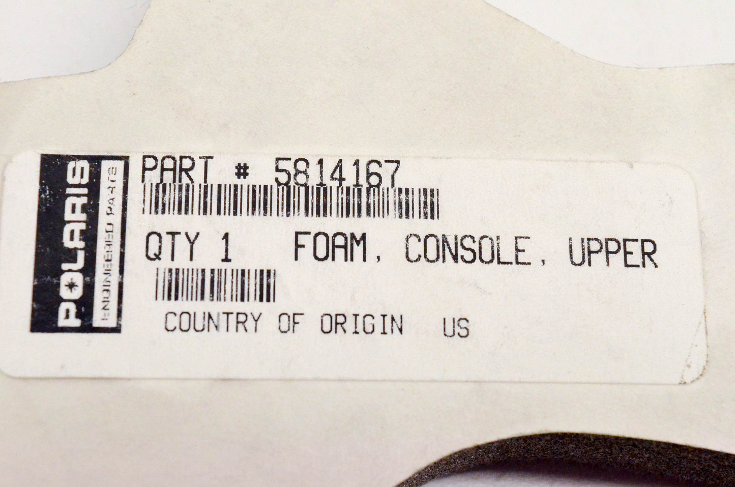 New OEM Polaris 5814167 Foam Console Upper NOS