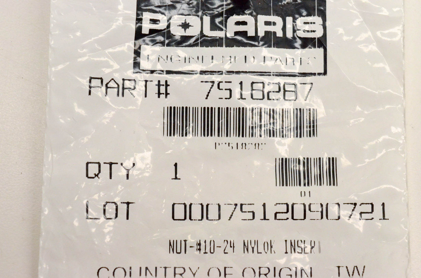 New OEM Polaris 7518287 Nut #10-24 NYLOK Insert NOS