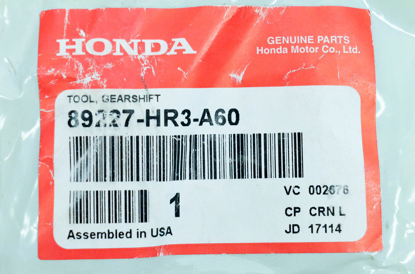 New OEM Honda 89227-HR3-A60 Tool Gearshift NOS