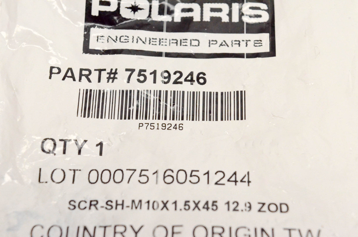 New OEM Polaris 7519246 Screw SH M10x1.5x45 12.9 ZOD NOS