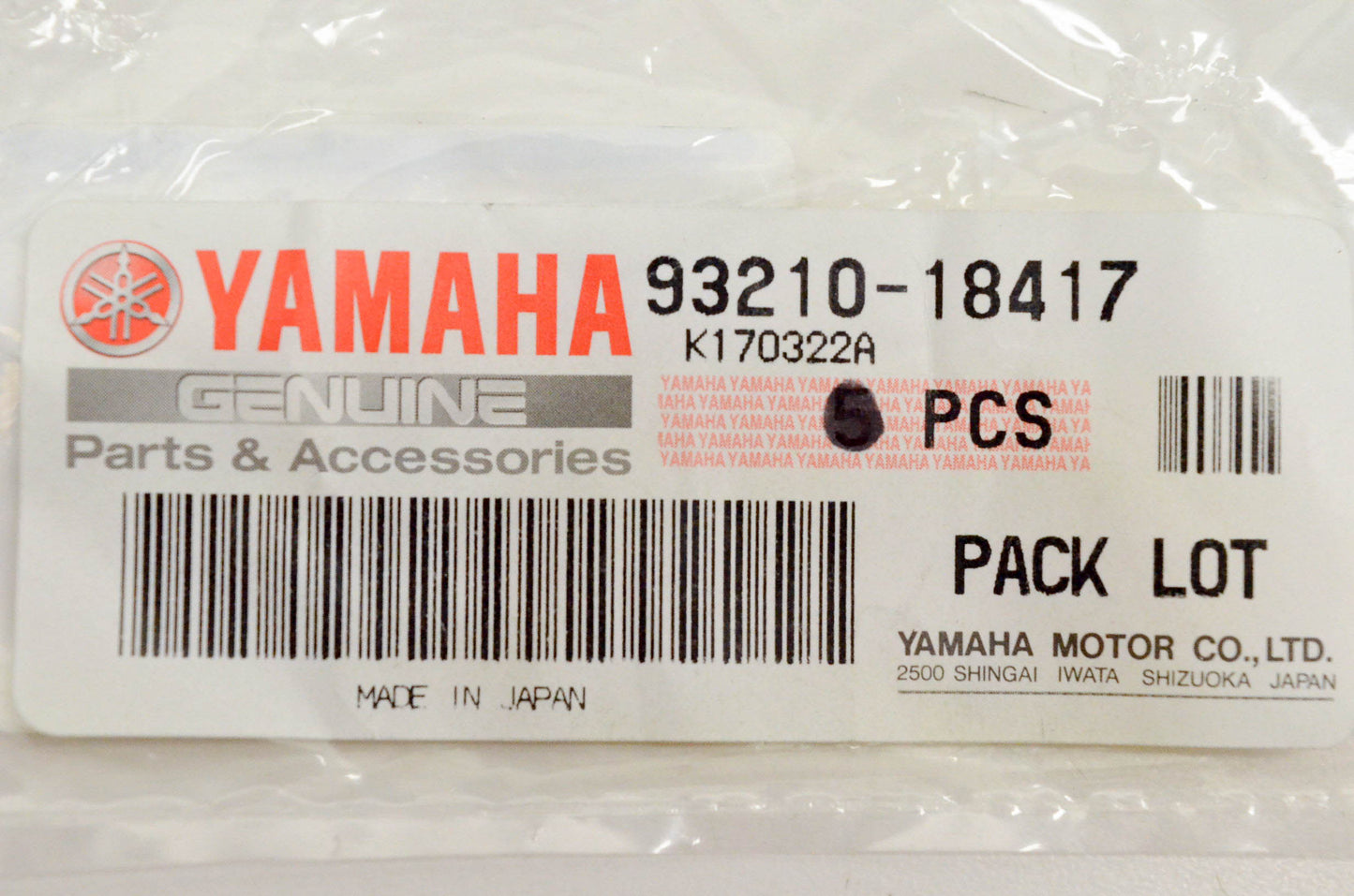 New OEM Yamaha 93210-18417-00 O Ring NOS