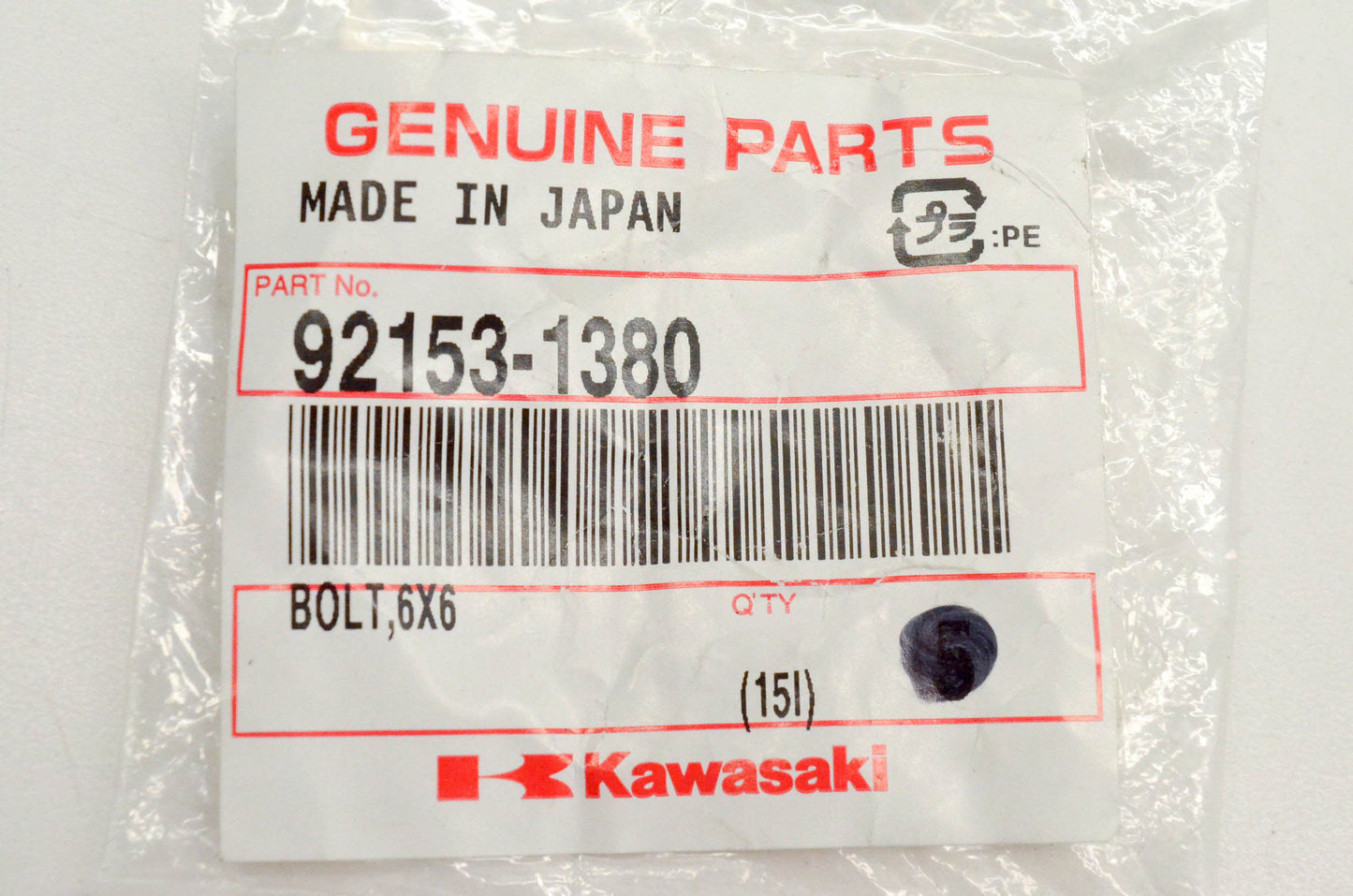 New OEM Kawasaki 92153-1380 Bolt 6x6 NOS