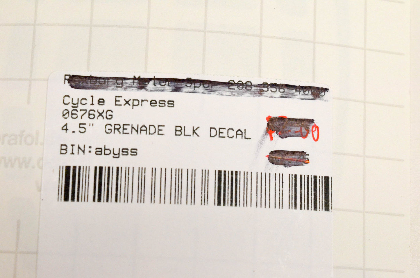 Cycle Express 0676XG 4.5" Grenade Black Decal NOS