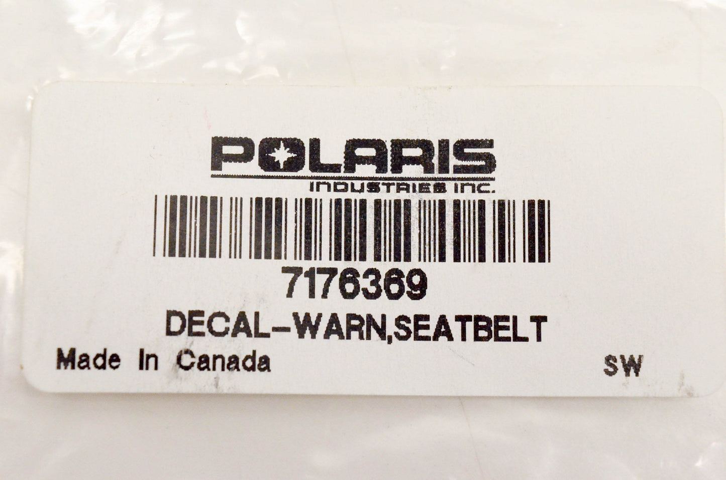 New OEM Polaris 7176369 Decal Warning Seatbelt NOS