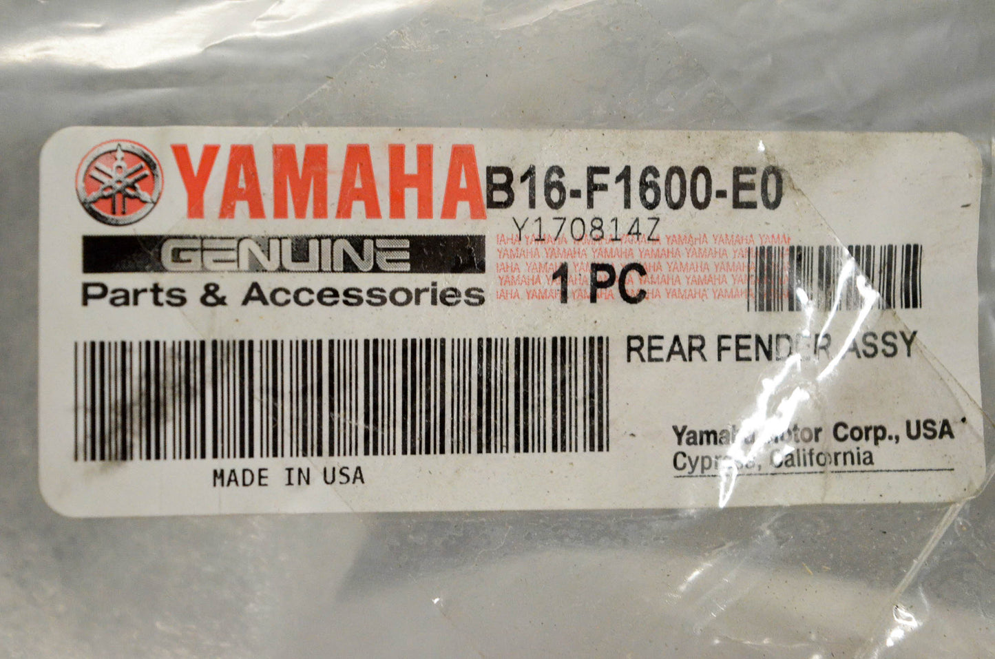 New OEM Yamaha B16-F1600-E0-00 Rear Fender Assembly Blue NOS