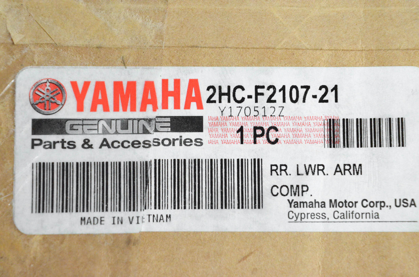 New OEM Yamaha 2HC-F2107-21-00 Right Rear Lower Arm Complete NOS