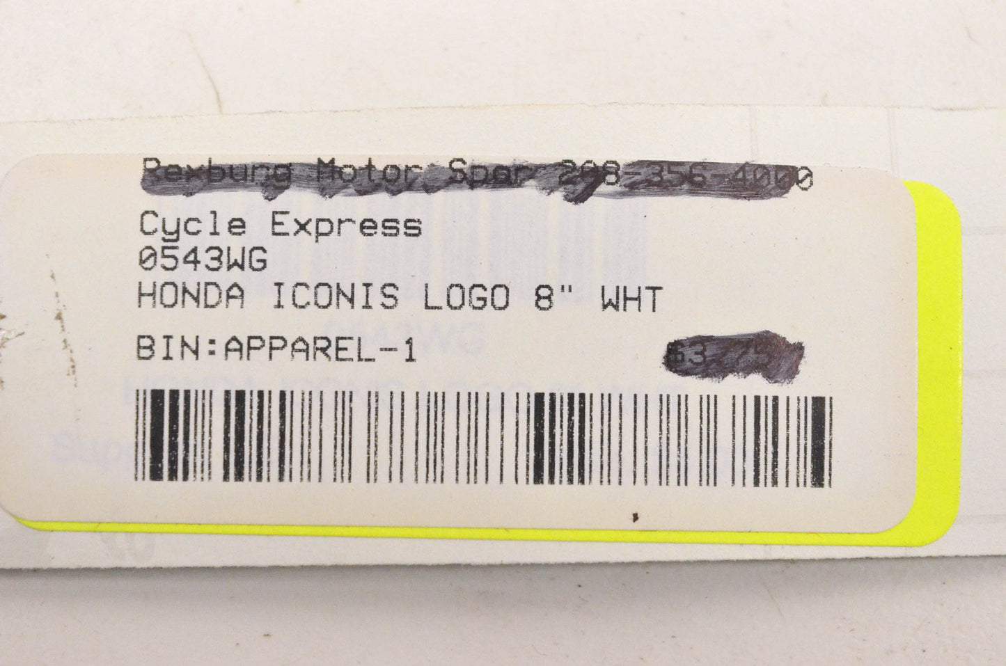 Cycle Express 0543WG, 0543G Honda Iconic Logo 8" White Sticker NOS