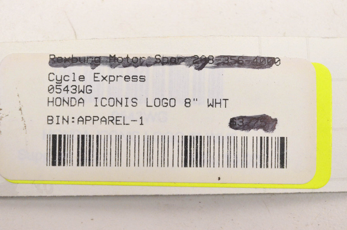 Cycle Express 0543WG, 0543G Honda Iconic Logo 8" White Sticker NOS