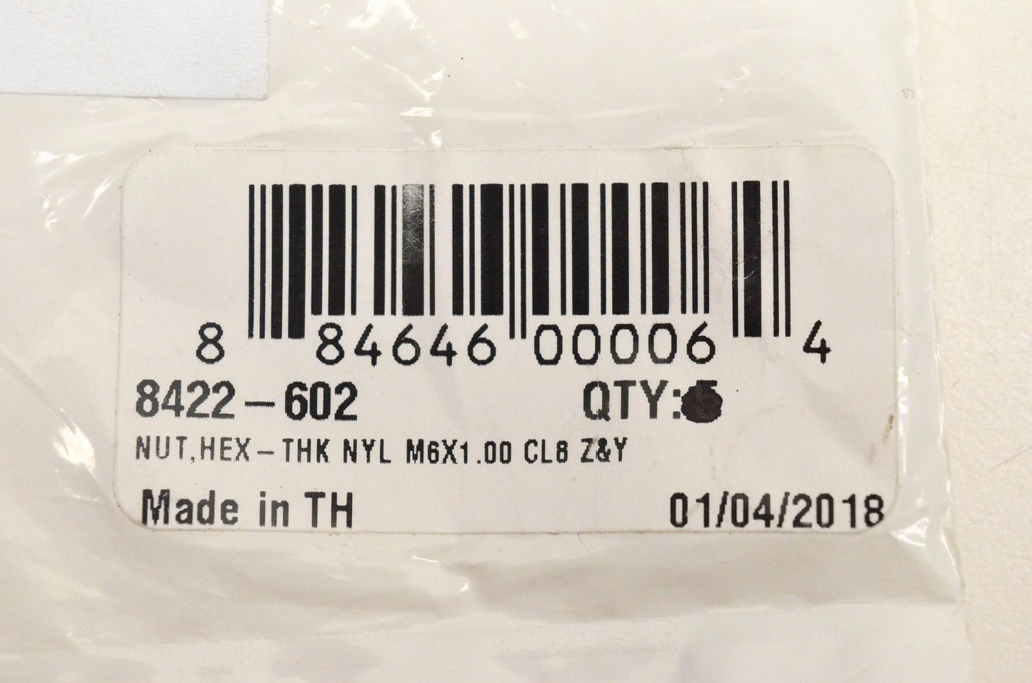 New OEM Arctic Cat 8422-602 Nut Hex Thick Nylon M6x1.00 CL8 Z&Y NOS