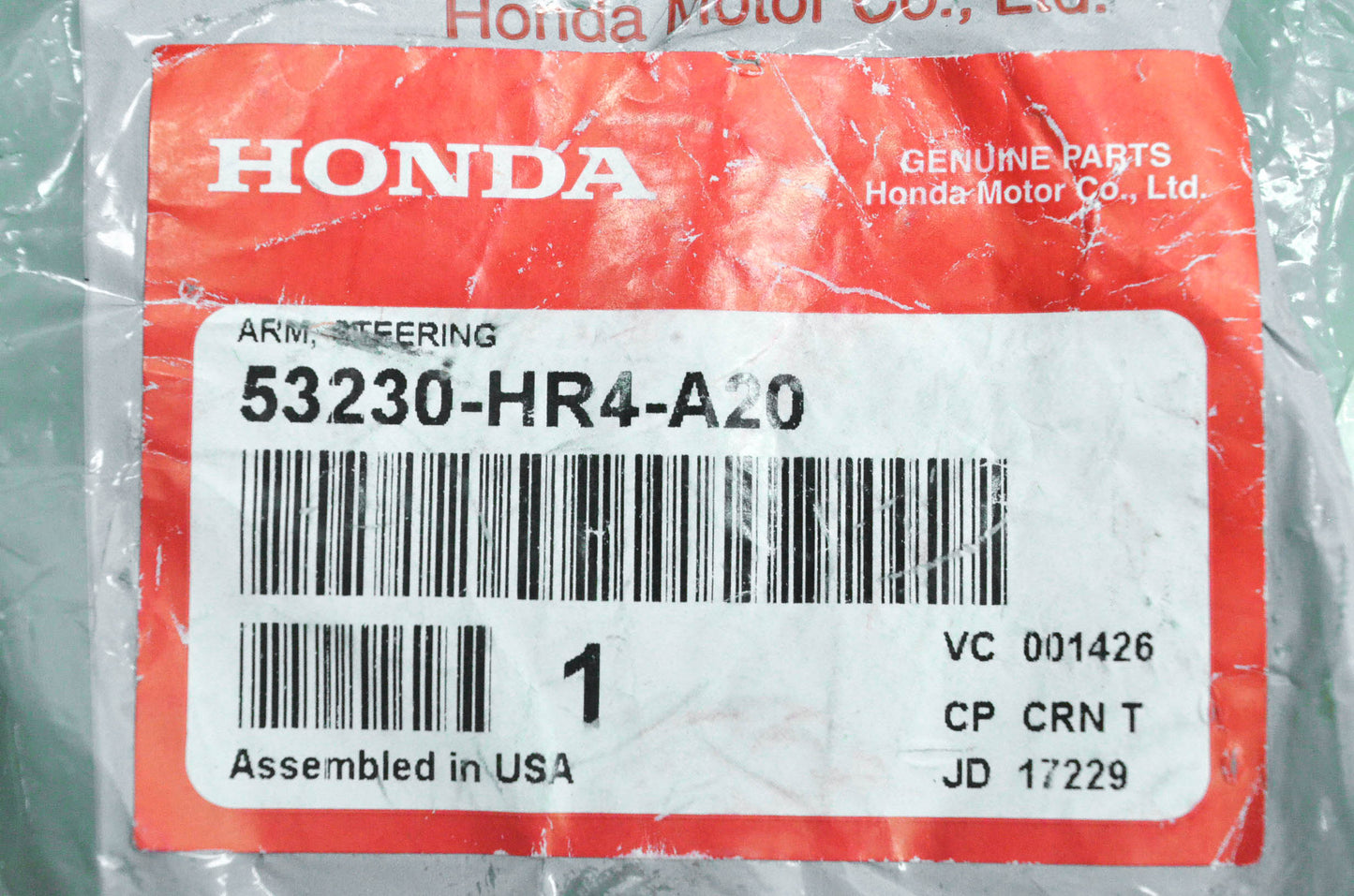 New OEM Honda 53230-HR4-A20 Steering Arm NOS