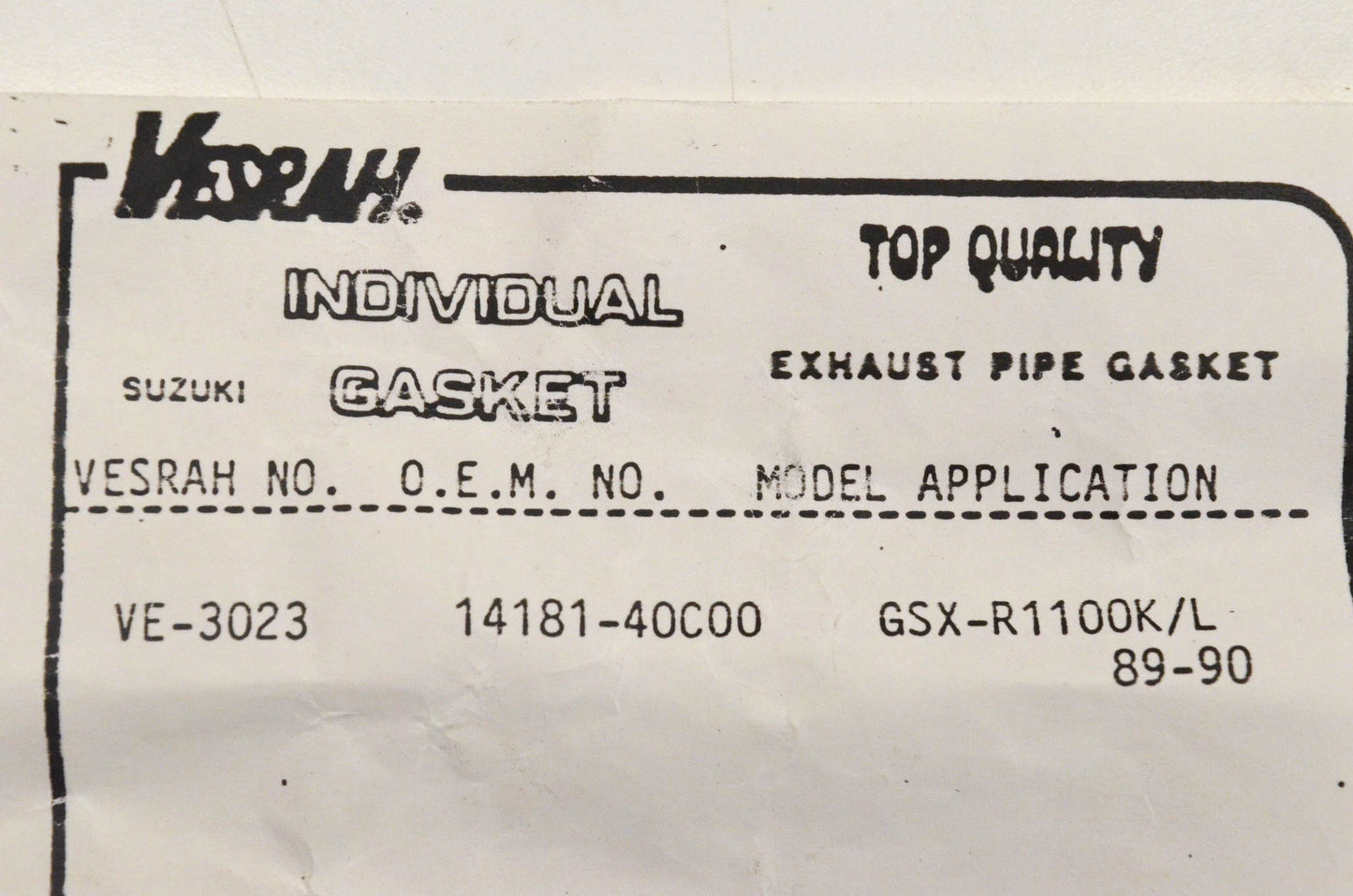 Vesrah VE-3023, 14181-40C00 Gasket NOS