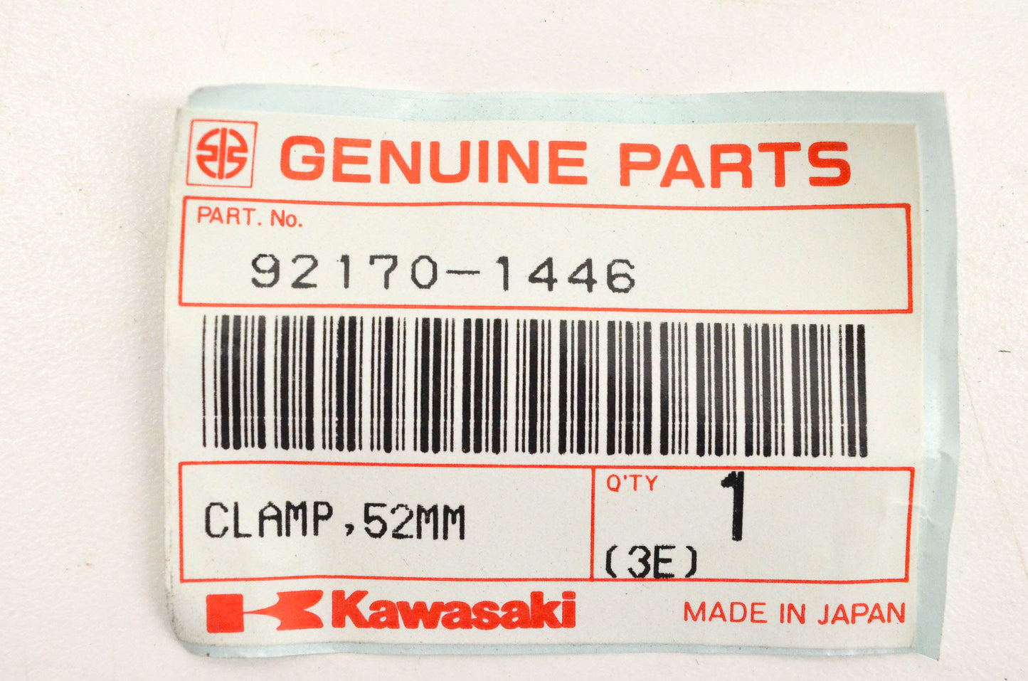 New OEM Kawasaki 92170-1446 Clamp 52mm NOS