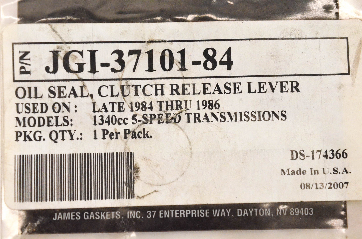 James Gaskets JGI-37101-84 Clutch Release Lever Oil Seal NOS