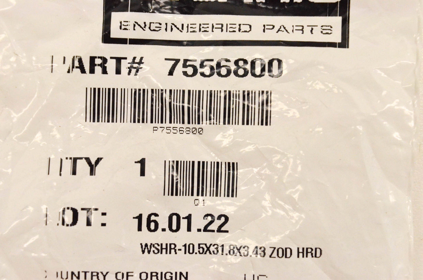 New OEM Polaris 7556800 Washer 10.5x31.8x3.43 ZOD HRD NOS
