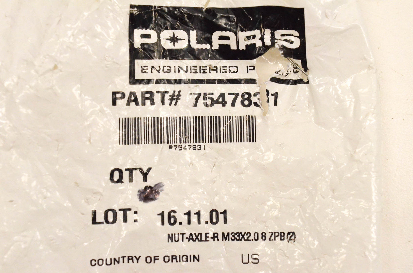 New OEM Polaris 7547831 Rear Axle Nut NOS