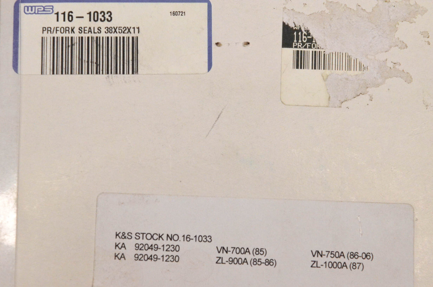 K&S 16-1033, 116-1033, 92049-1230 Fork Seal Qty 2 NOS