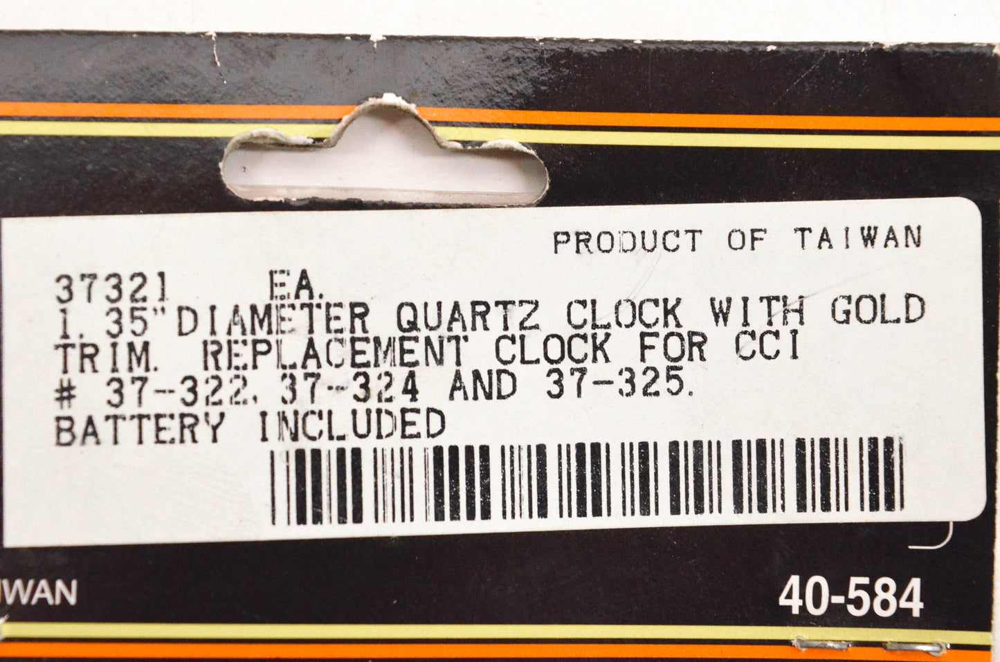Custom Chrome 37-321 1.35" Diameter Quartz Clock With Gold Trim NOS
