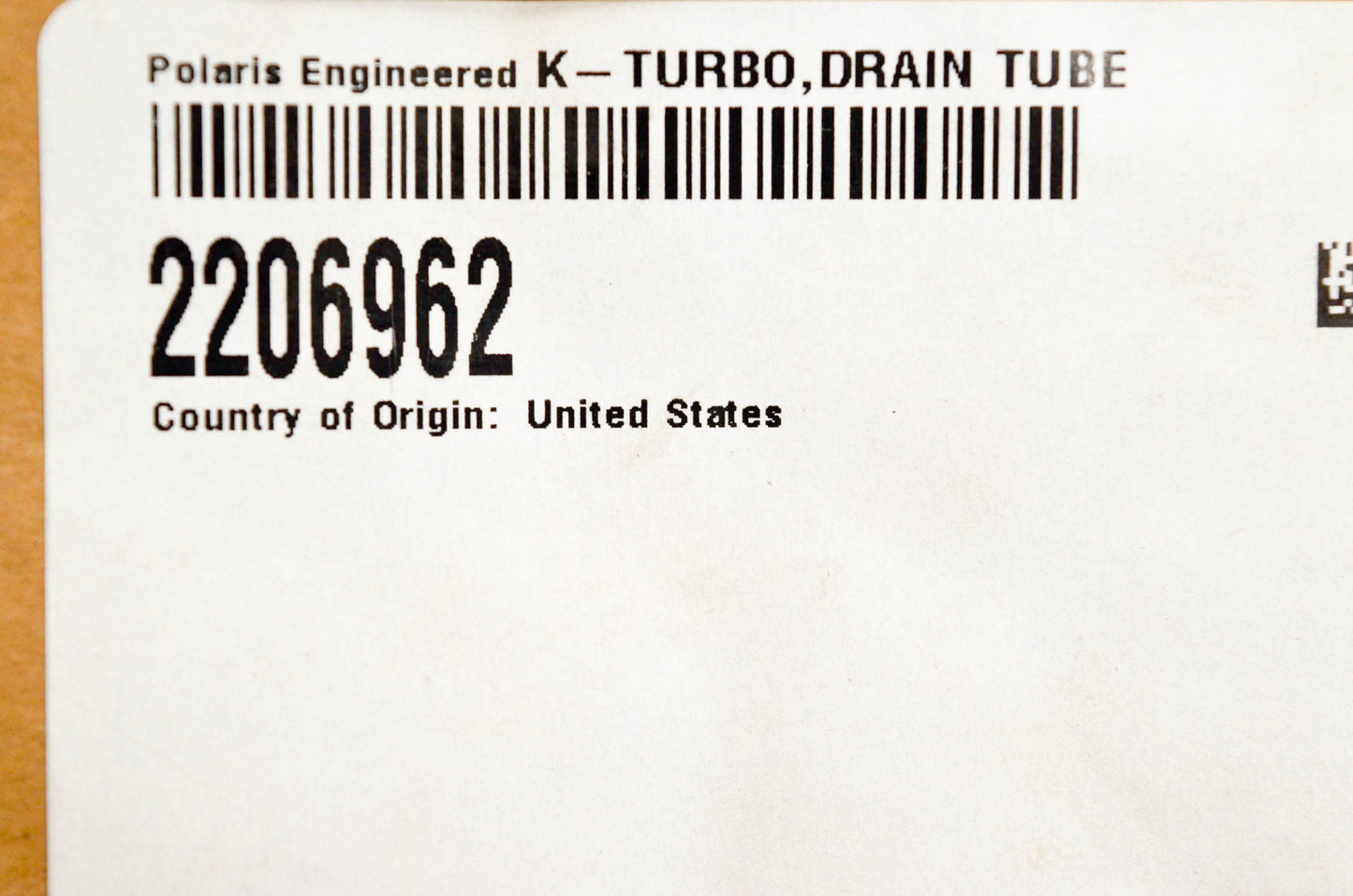 New OEM Polaris 2206962 K-Turbo Drain Tube NOS