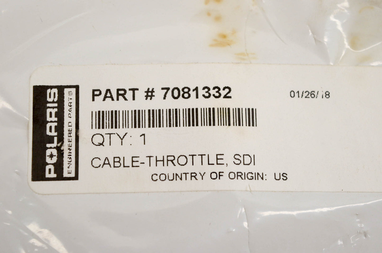 New OEM Polaris 7081332 Throttle Cable NOS