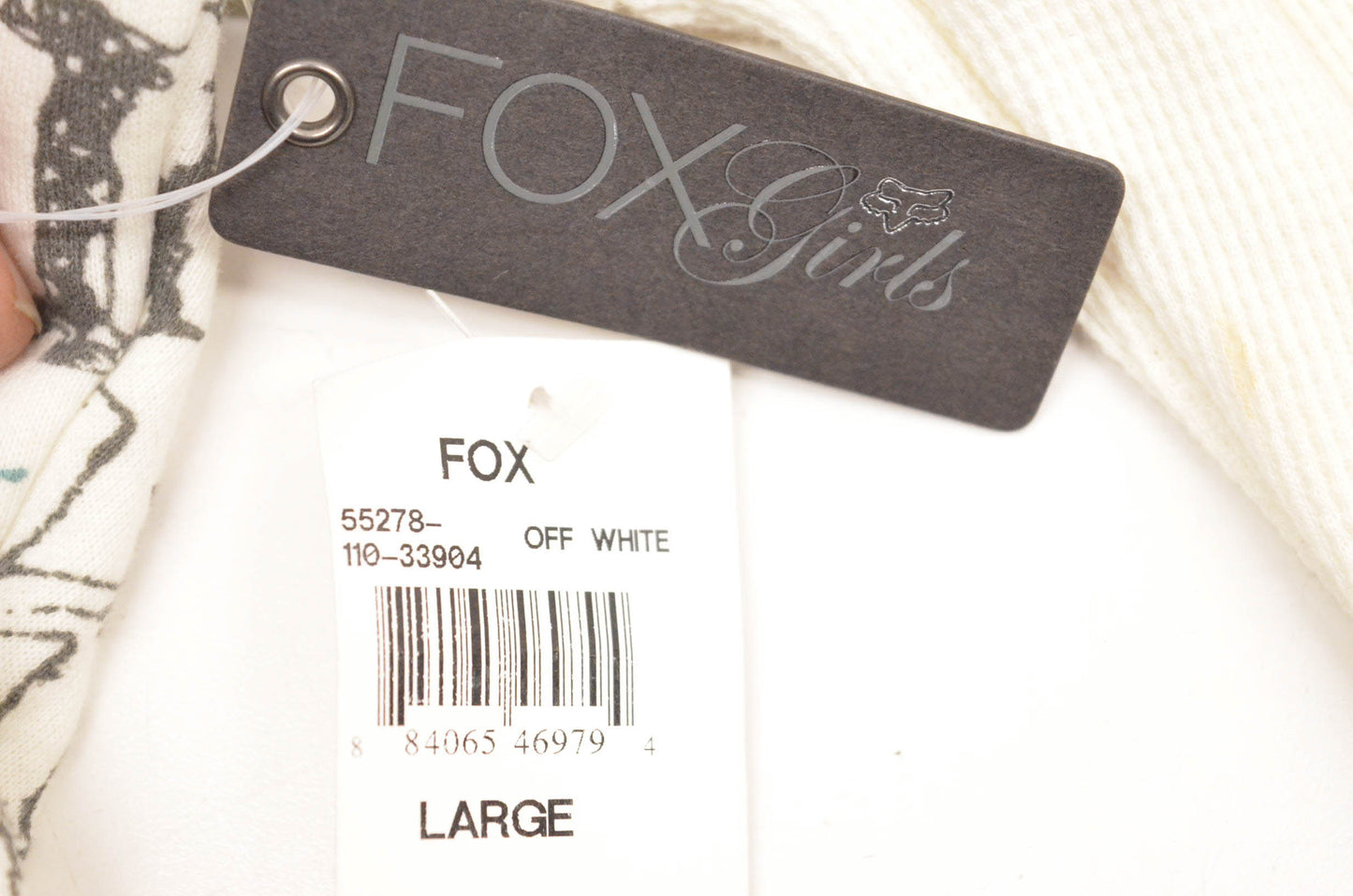 Fox 55278-110-33904 Off White Large Fox Girls Zip Up Hoodie NOS