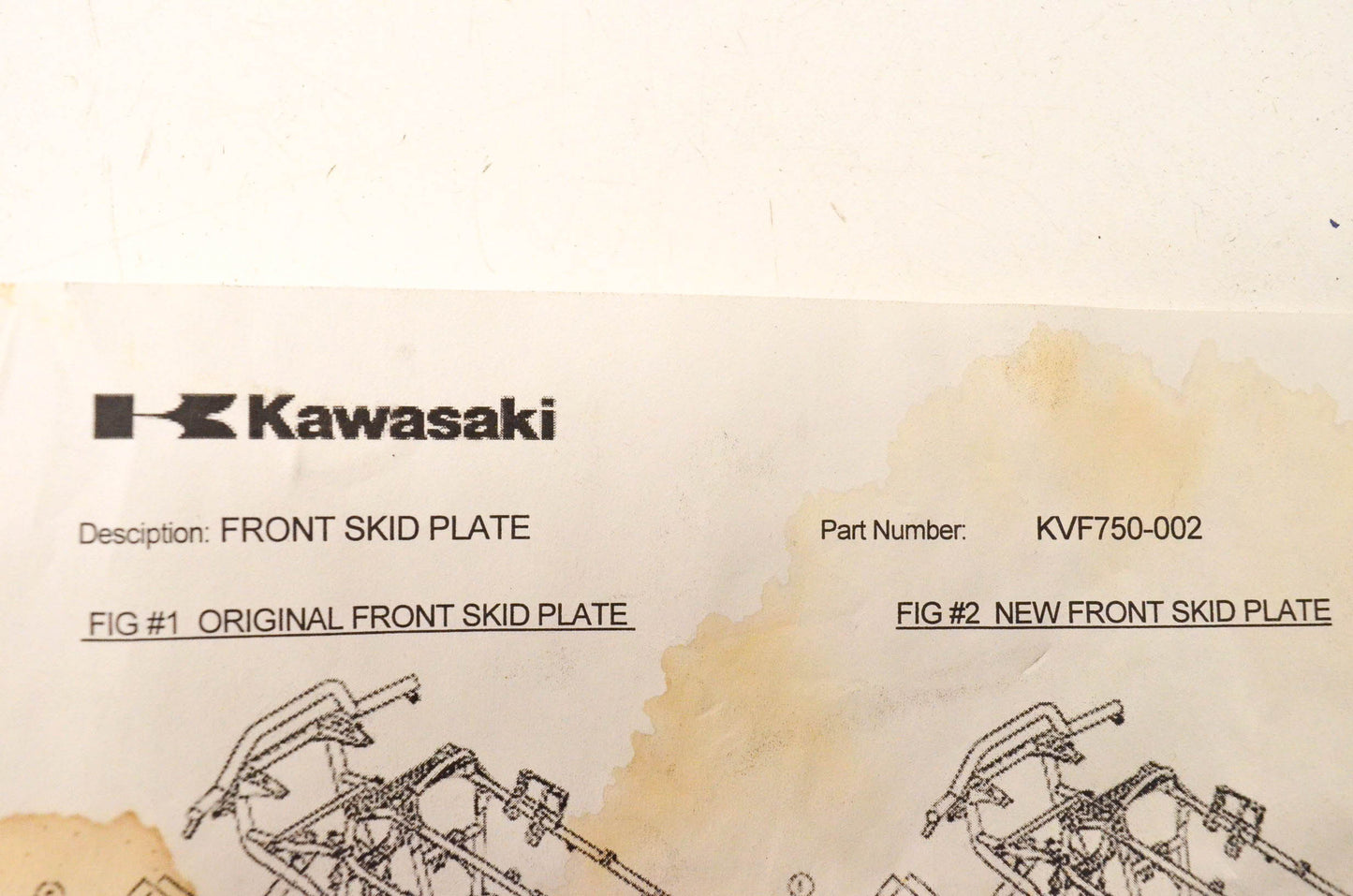 New OEM Kawasaki KVF750-002 Front Skid Plate NOS
