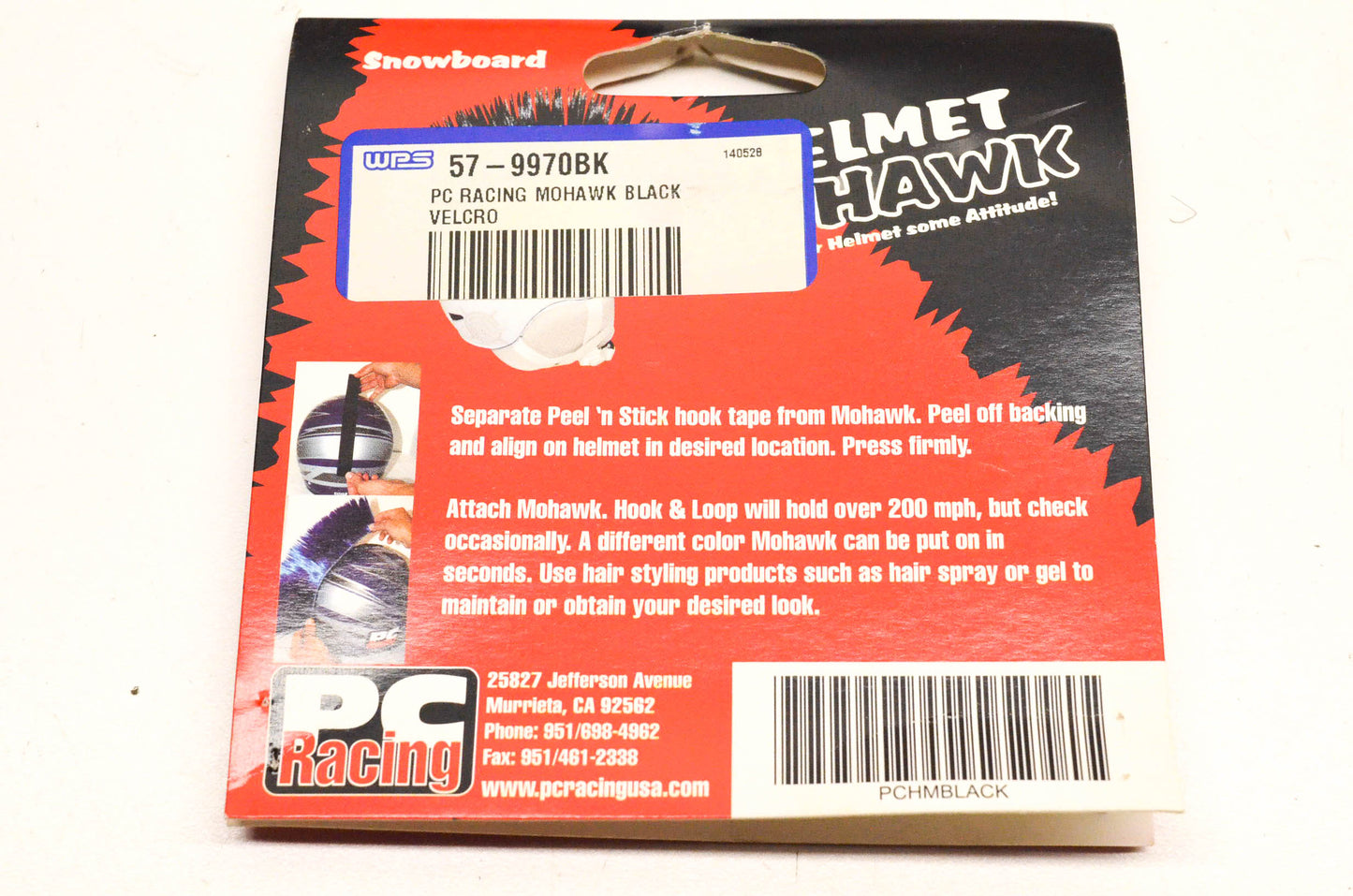 PC Racing 57-9970BK, PCHMBLACK Helmet Mohawk NOS