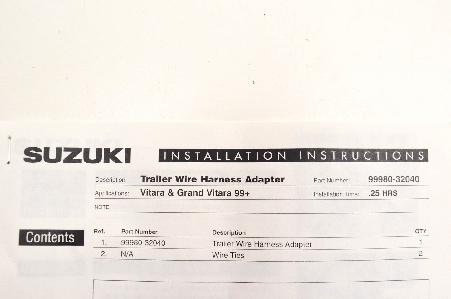 New OEM Suzuki 99980-32040, 99980-32041 Trailer Wire Harness Adapter NOS