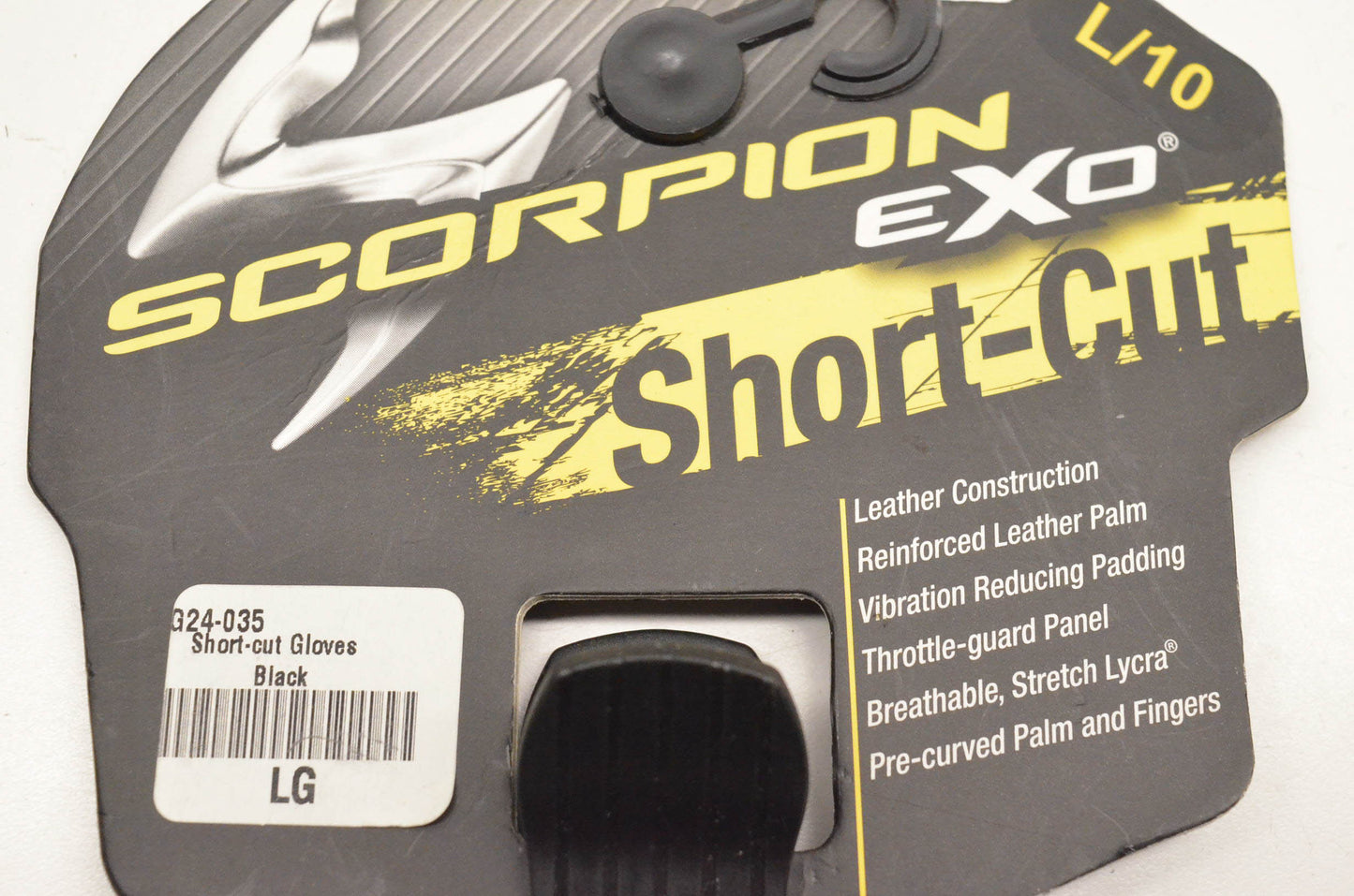 Scorpion G24-035 Short Cut Large Black Gloves NOS