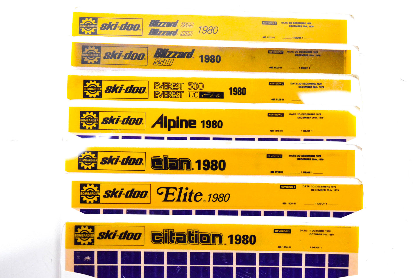 Ski Doo 480113001, 480112601, 480112301 1980 Microfiche Lot Of 7