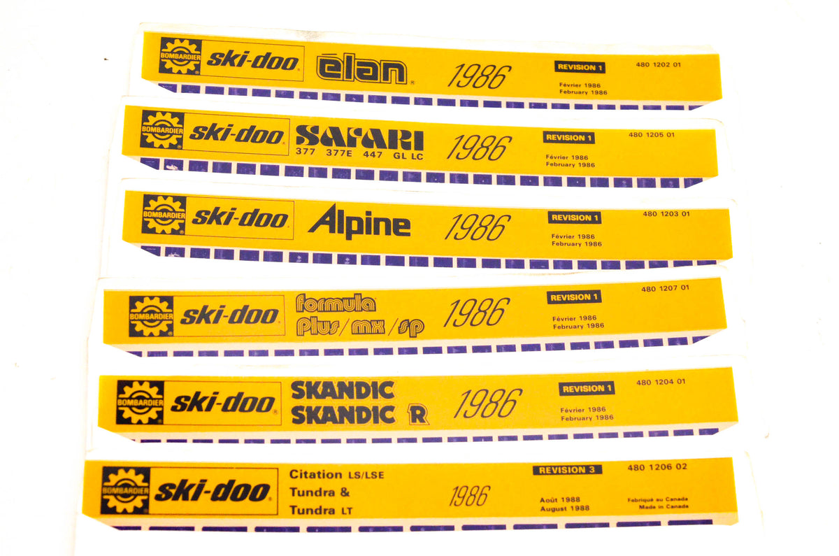Ski Doo 480120201, 480120501, 480120301 1986 Microfiche Lot Of 6