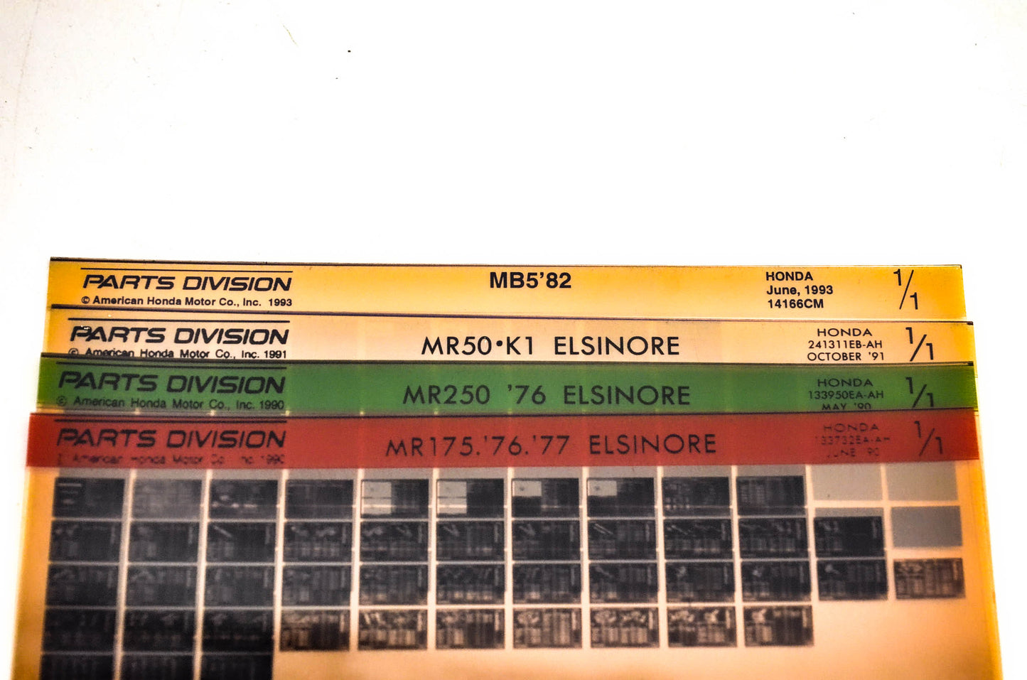OEM Honda MR175 MR250 MR50 MB5 Microfiche Lot Of 4